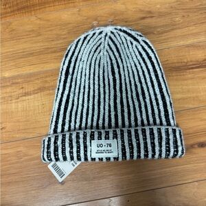Striped Black and White Beanie
